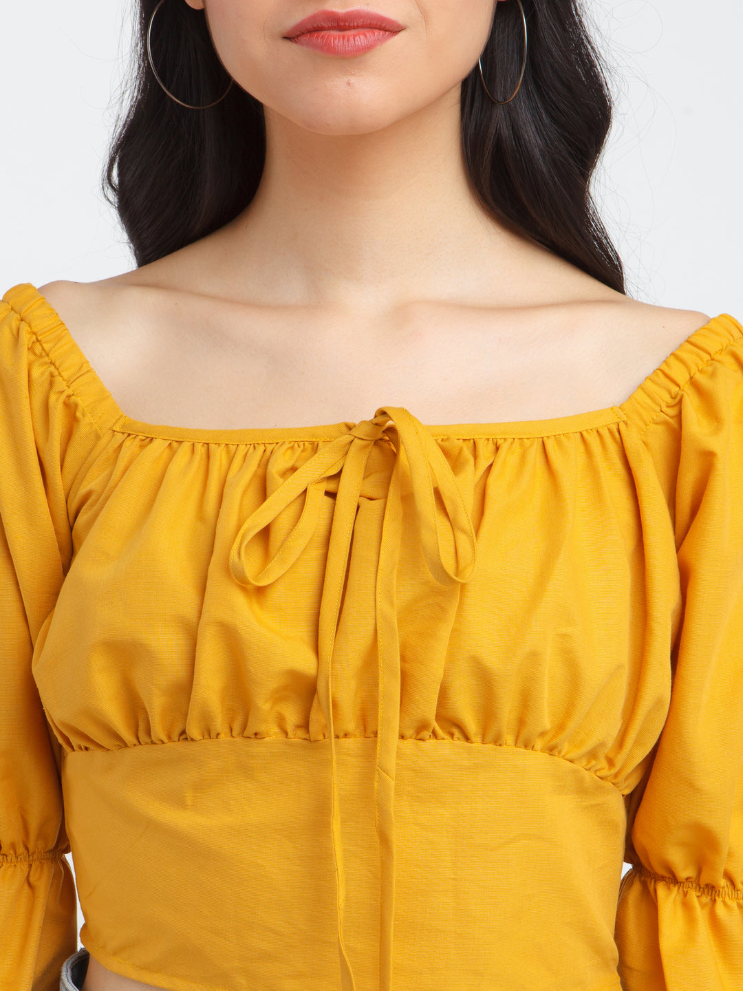 Yellow Solid Ruffled Top