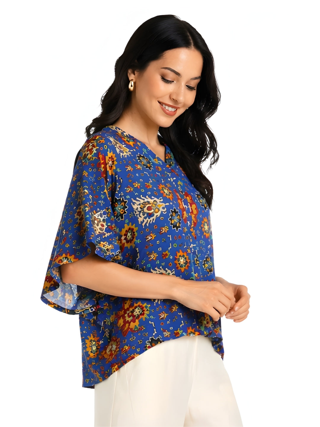 Blue Printed Kimono Shirt
