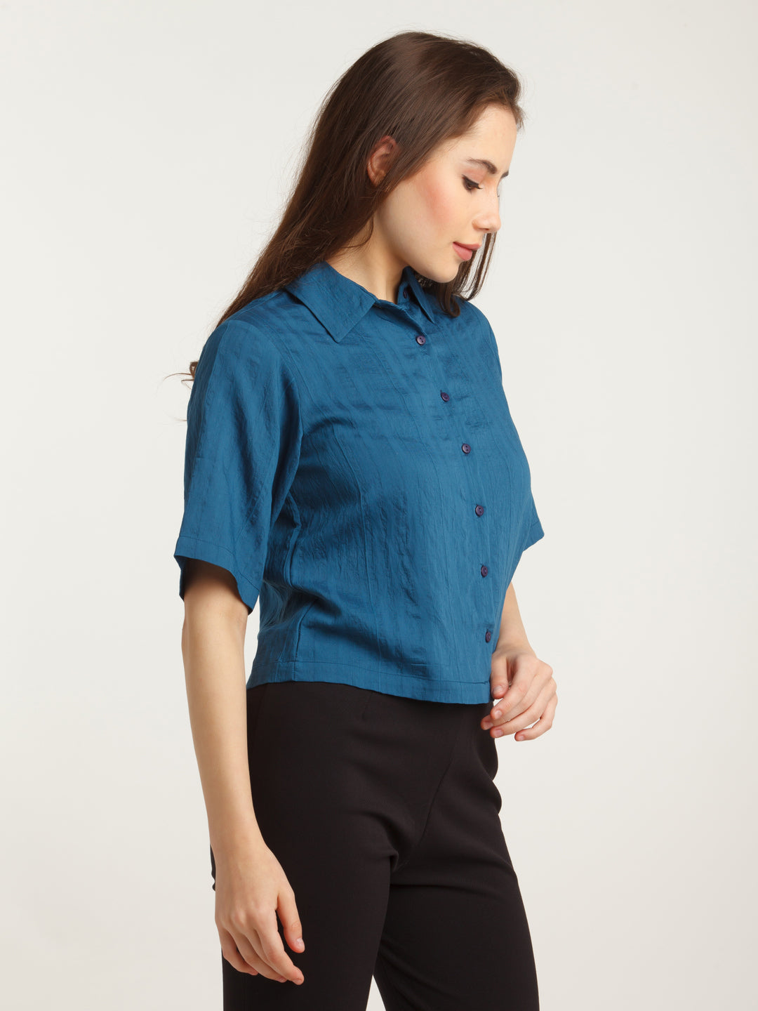 Navy Blue Solid Shirt