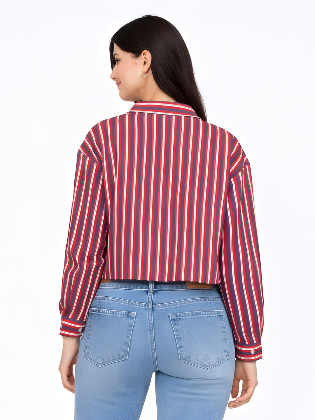 Multicolored Stripes Cropped Shirt