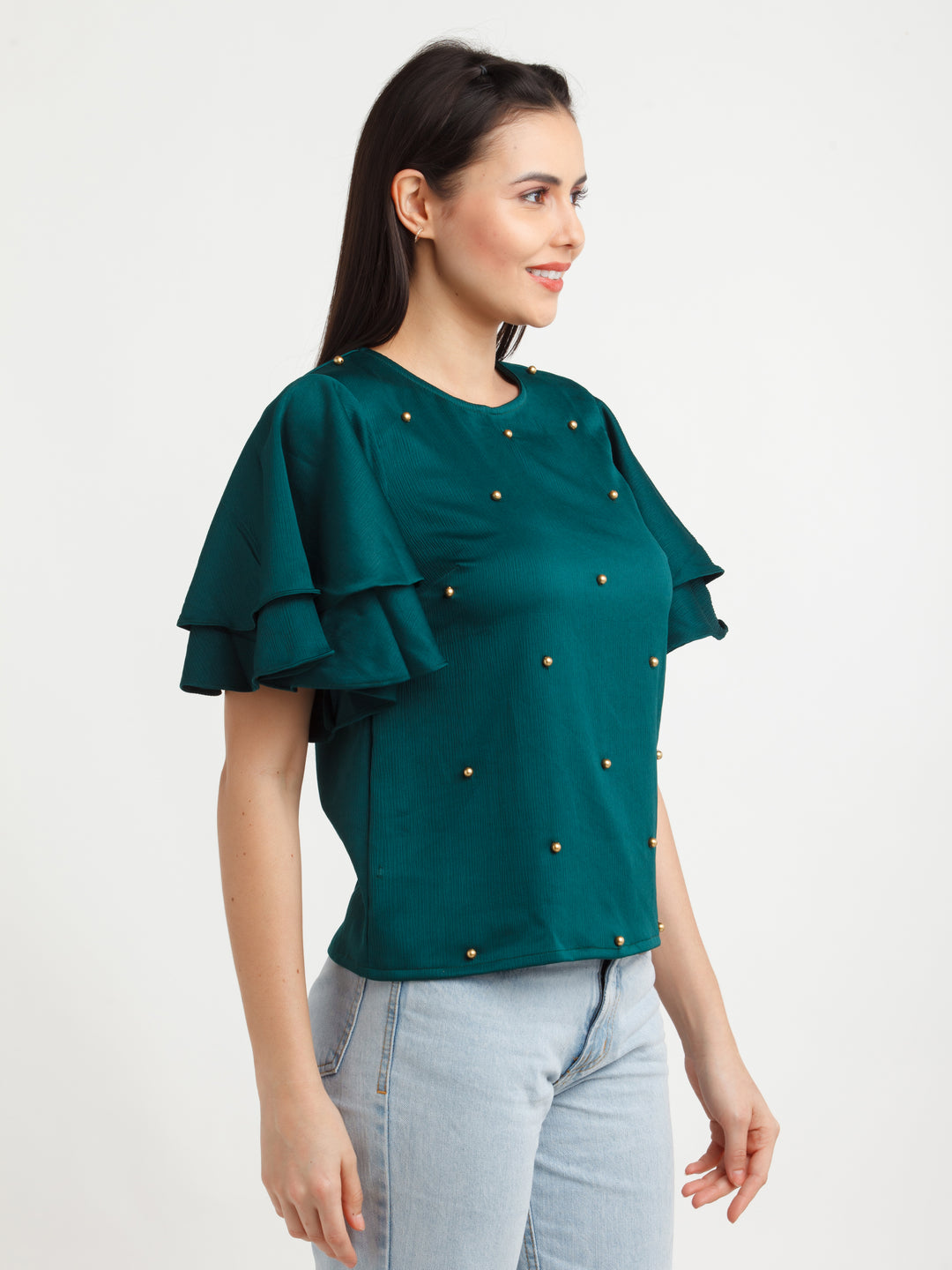 Green Embellished Top