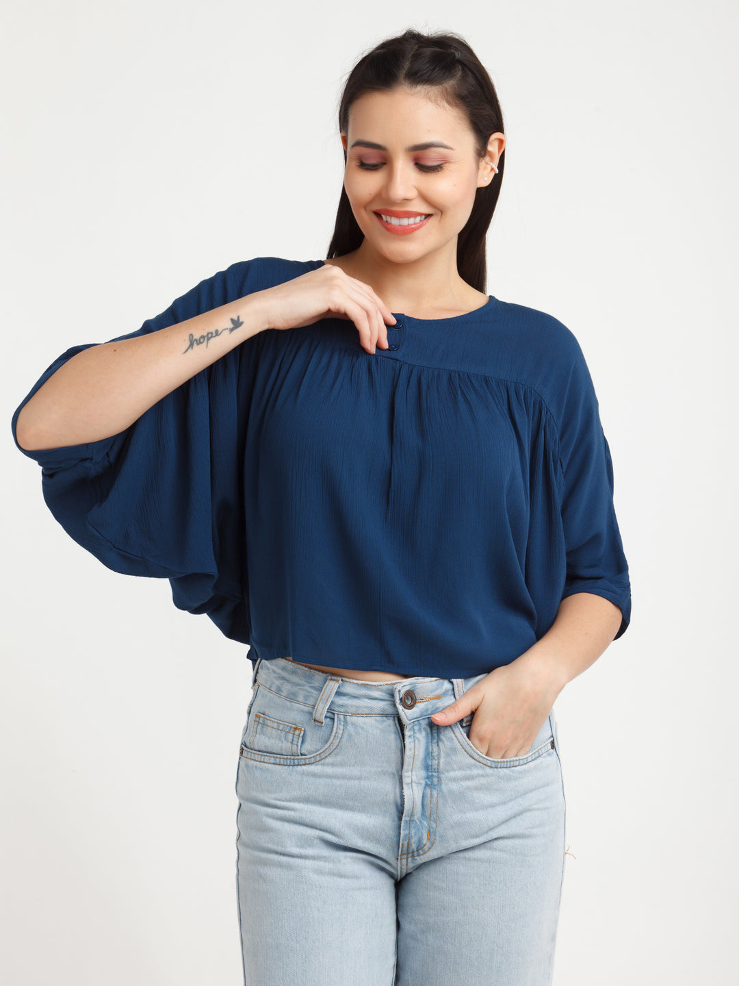 Navy Blue Solid Top