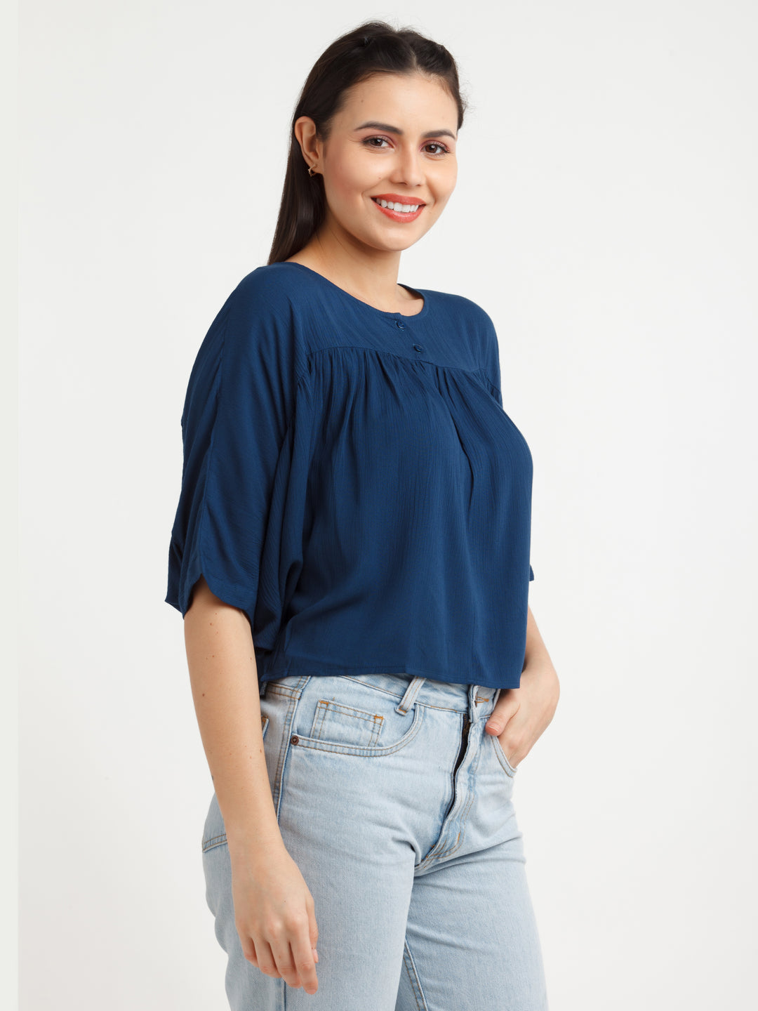 Navy Blue Solid Top