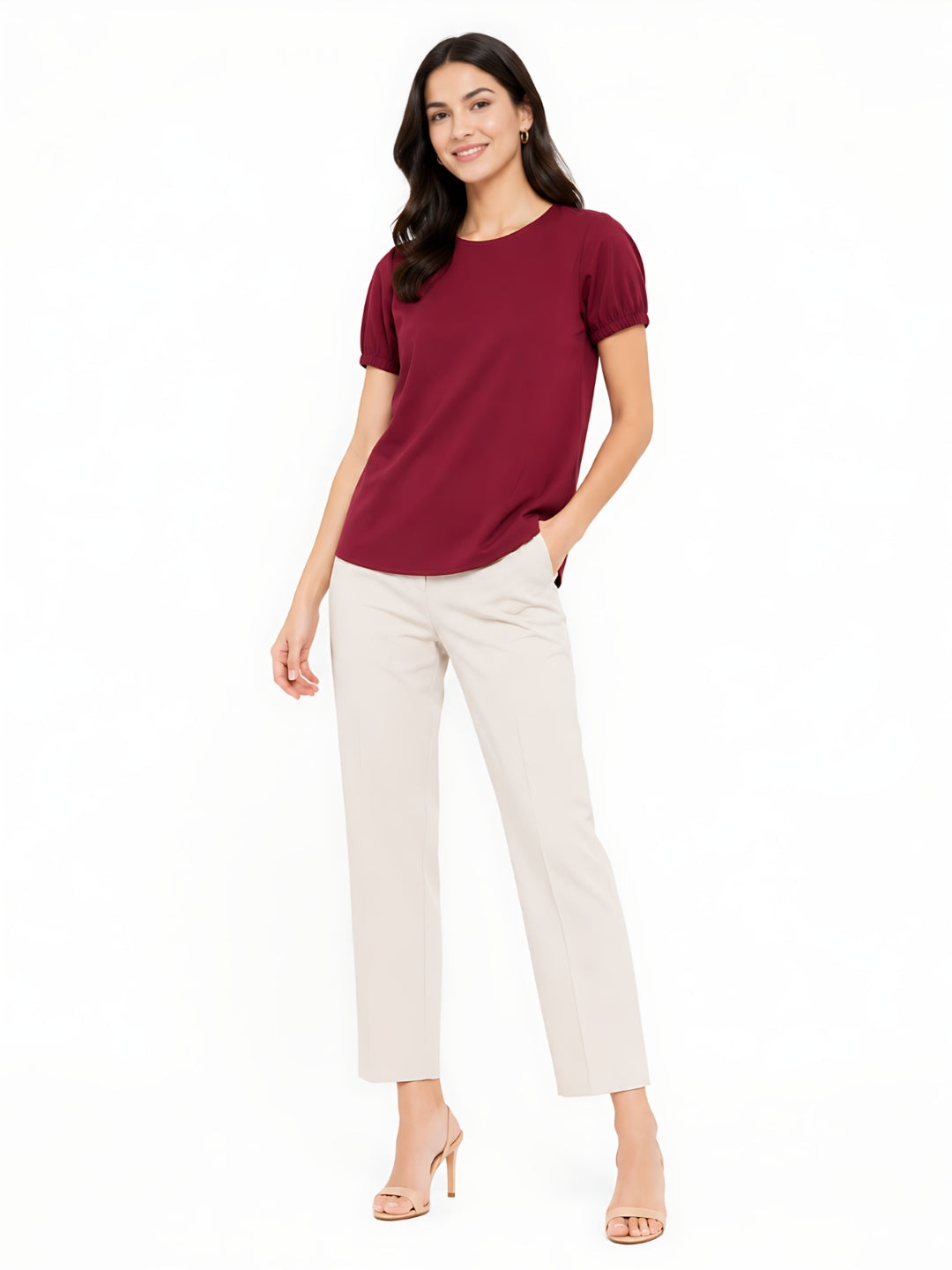 Red Solid Regular Top