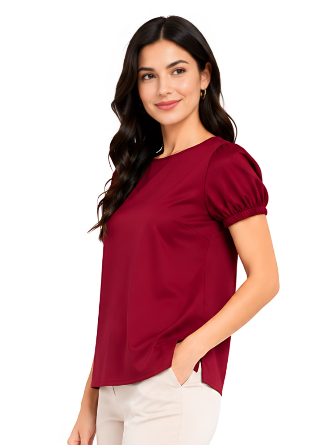 Red Solid Regular Top