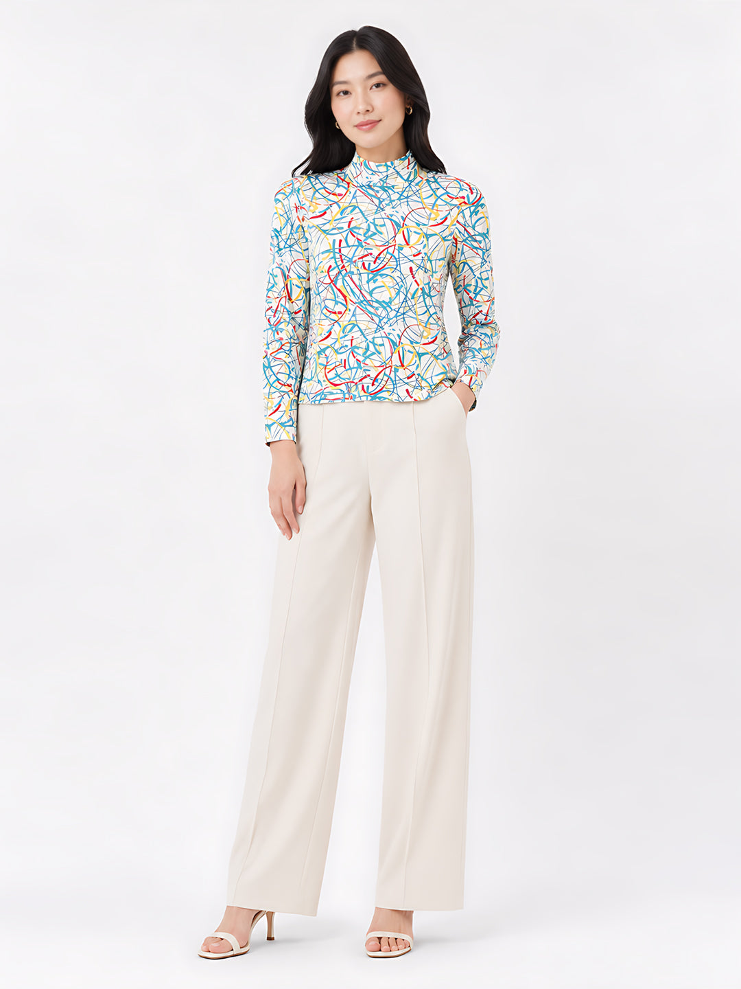 White Abstract Prints Regular Top