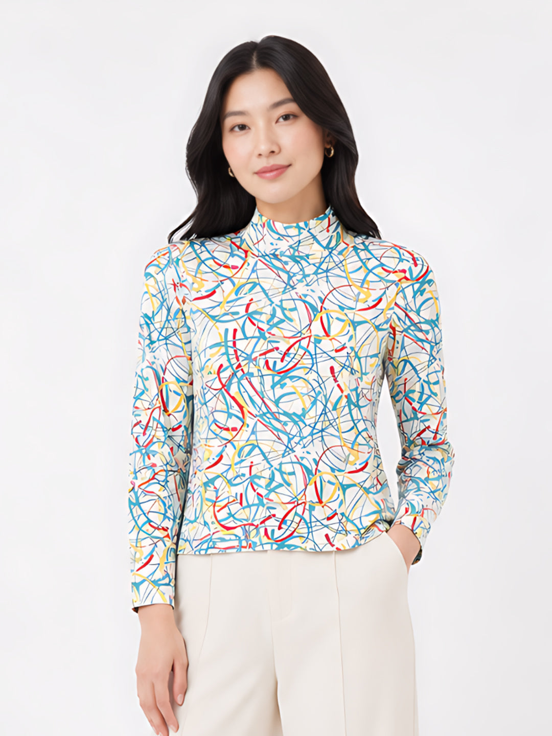 White Abstract Prints Regular Top