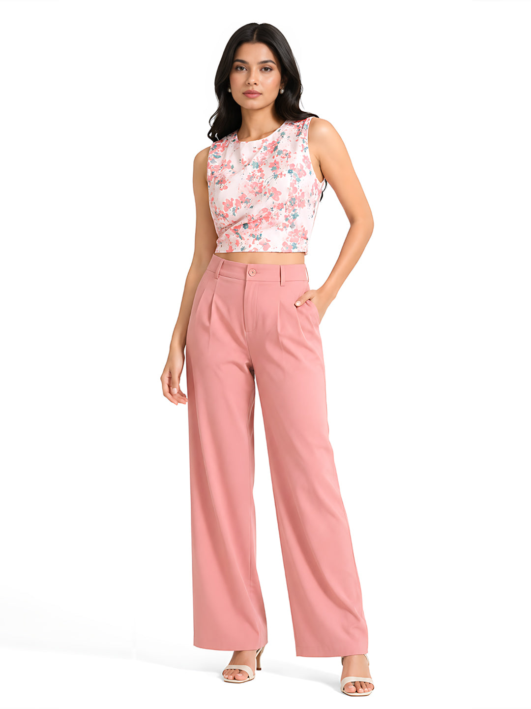 Pink Printed Crop Top