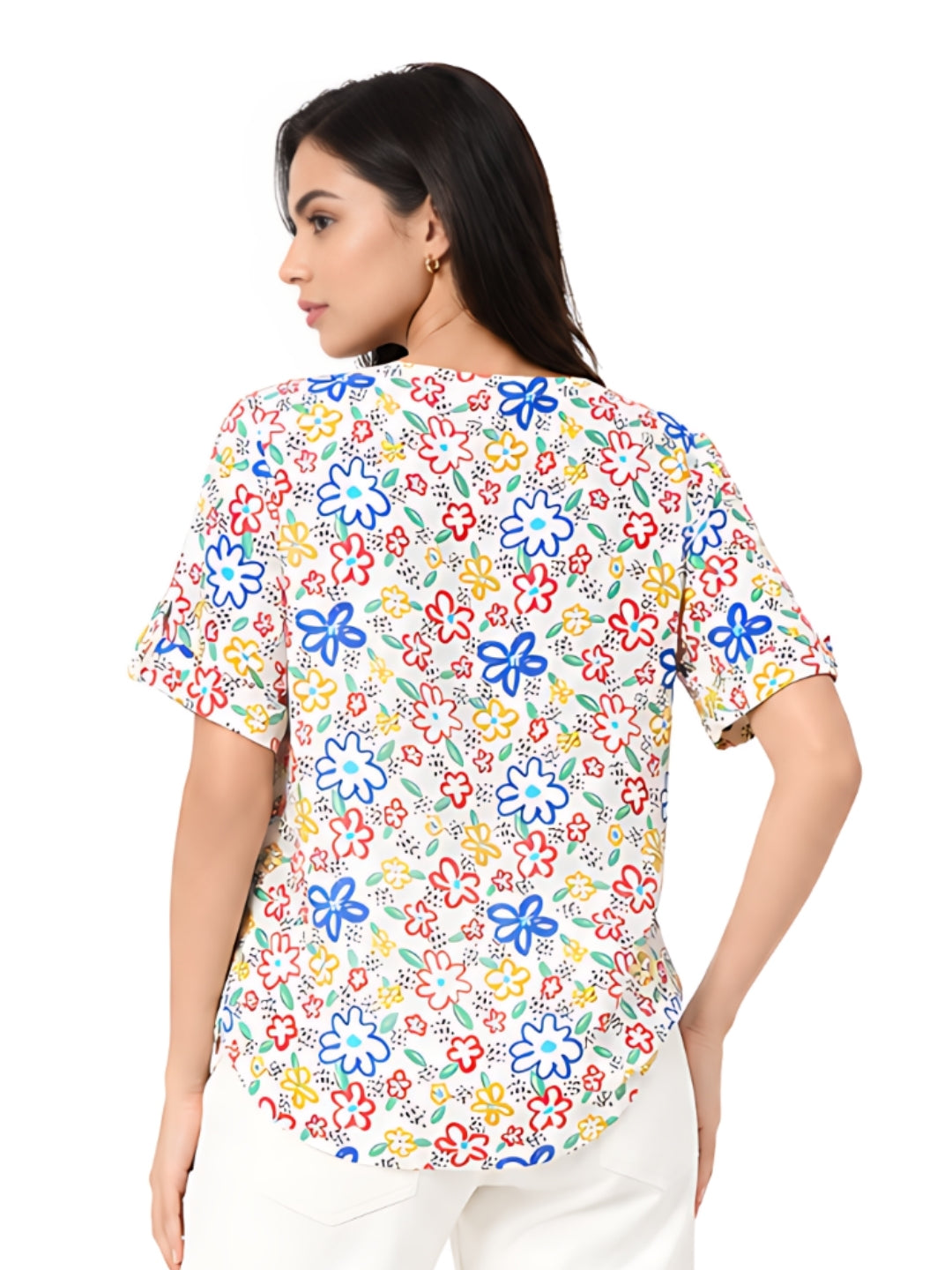 White Quirky Printed Regular Top