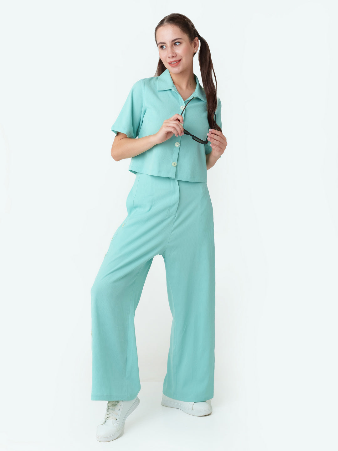 Turquoise Solid Regular Shirt