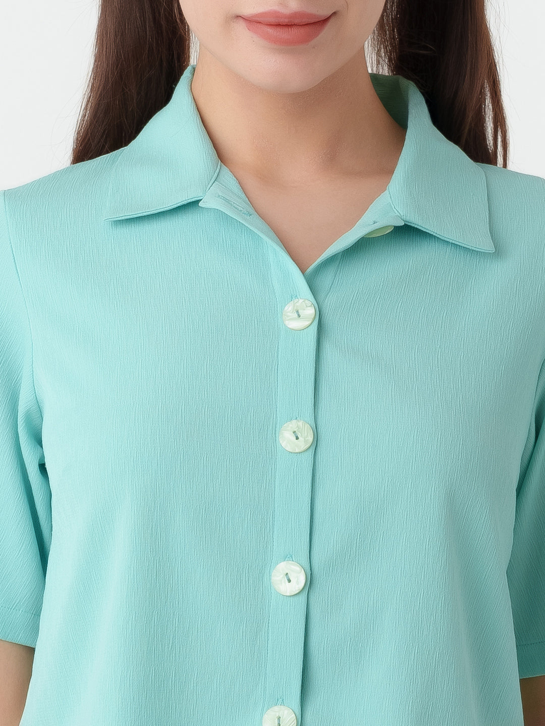 Turquoise Solid Regular Shirt