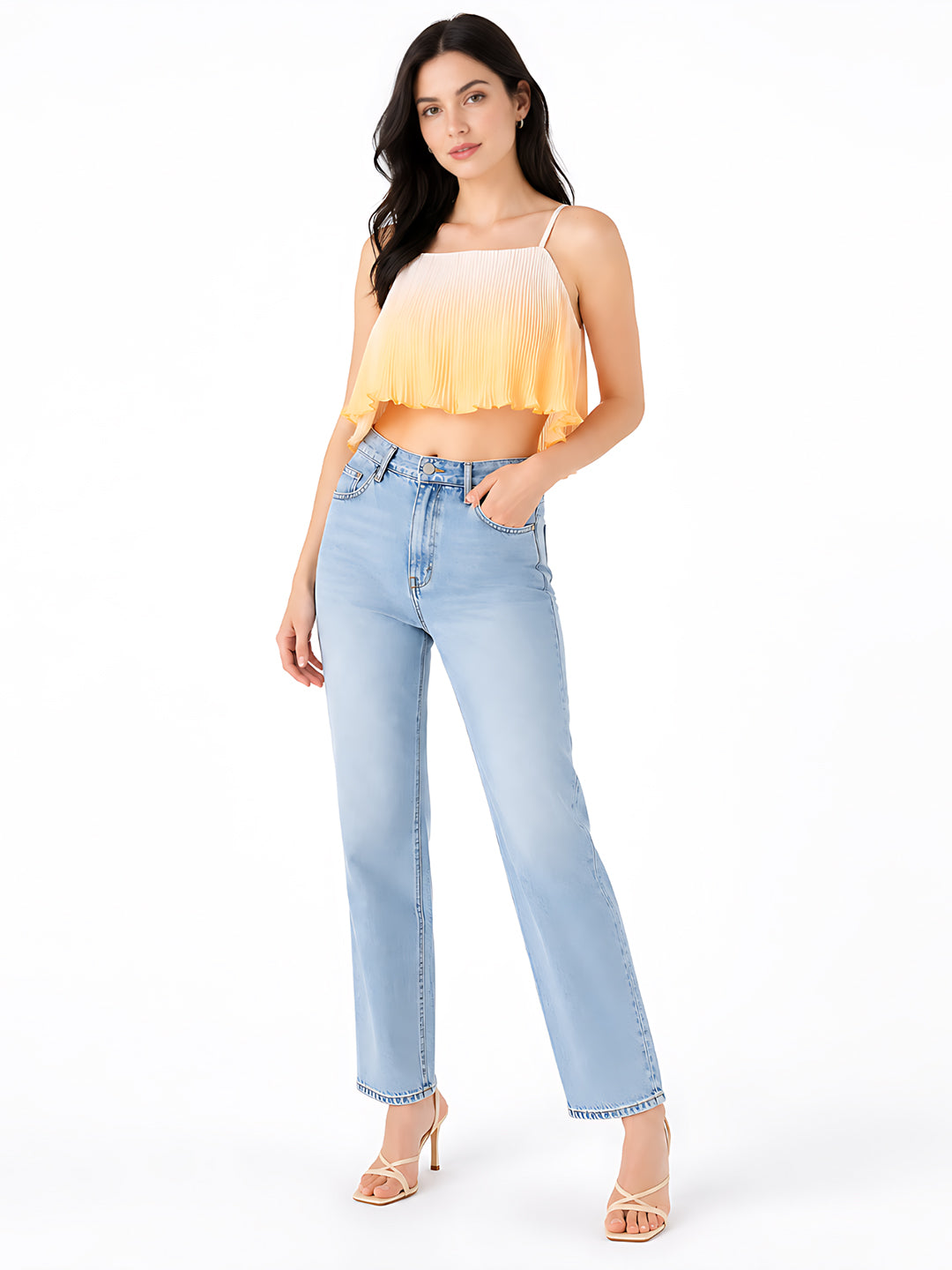 Yellow Printed Straight Top