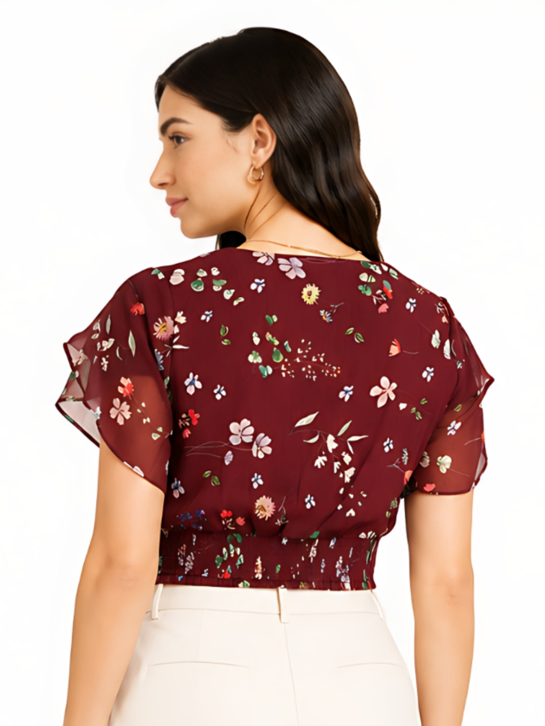 Maroon Printed Regular Top