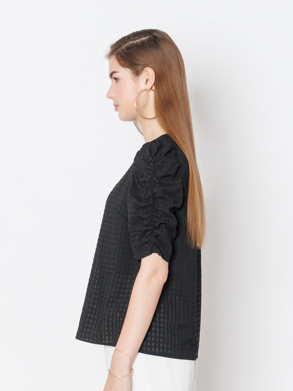 Black Textured Regular Fit Top-3