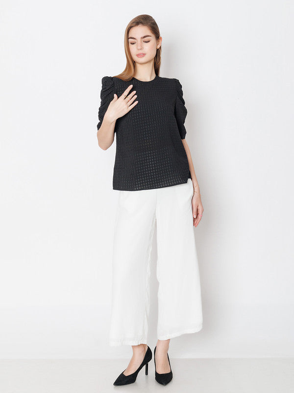 Black Textured Regular Fit Top-5