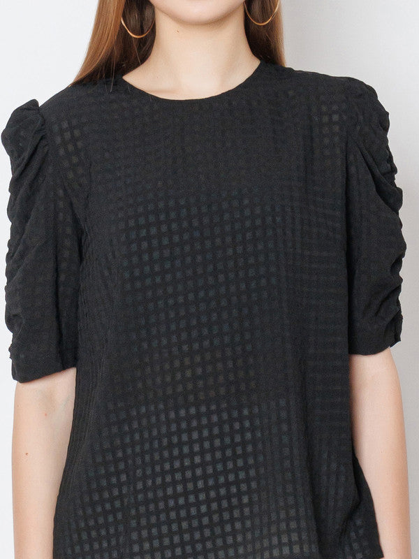 Black Textured Regular Fit Top-6