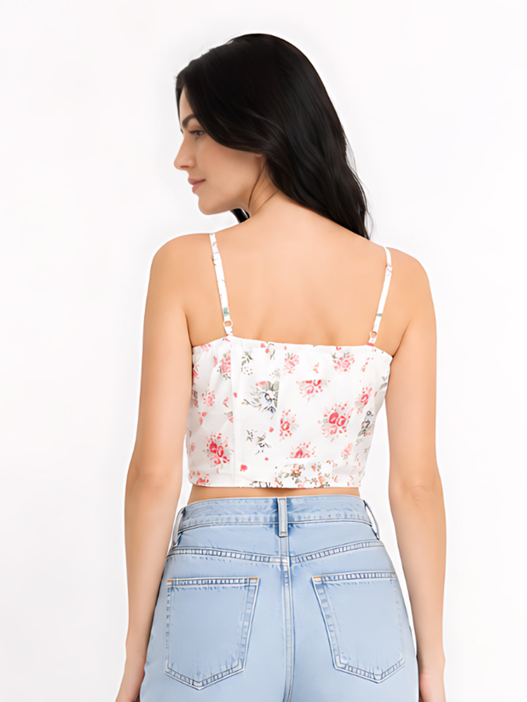 White Printed Fitted Top
