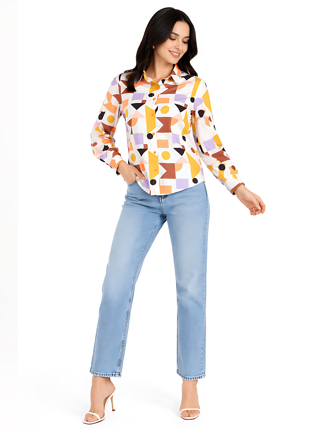 White Printed Regular Shirt