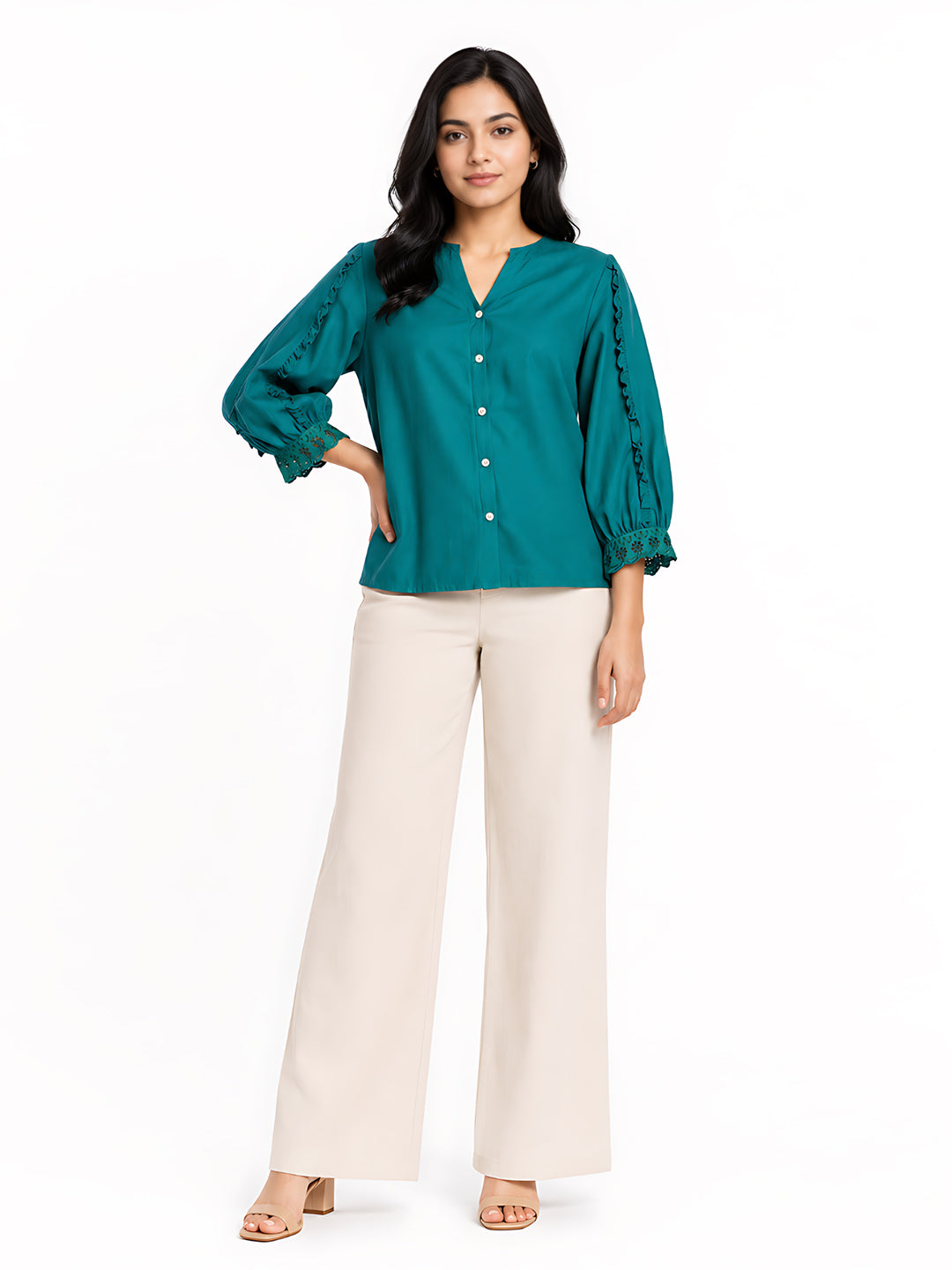 Dark Green Solid Regular Top