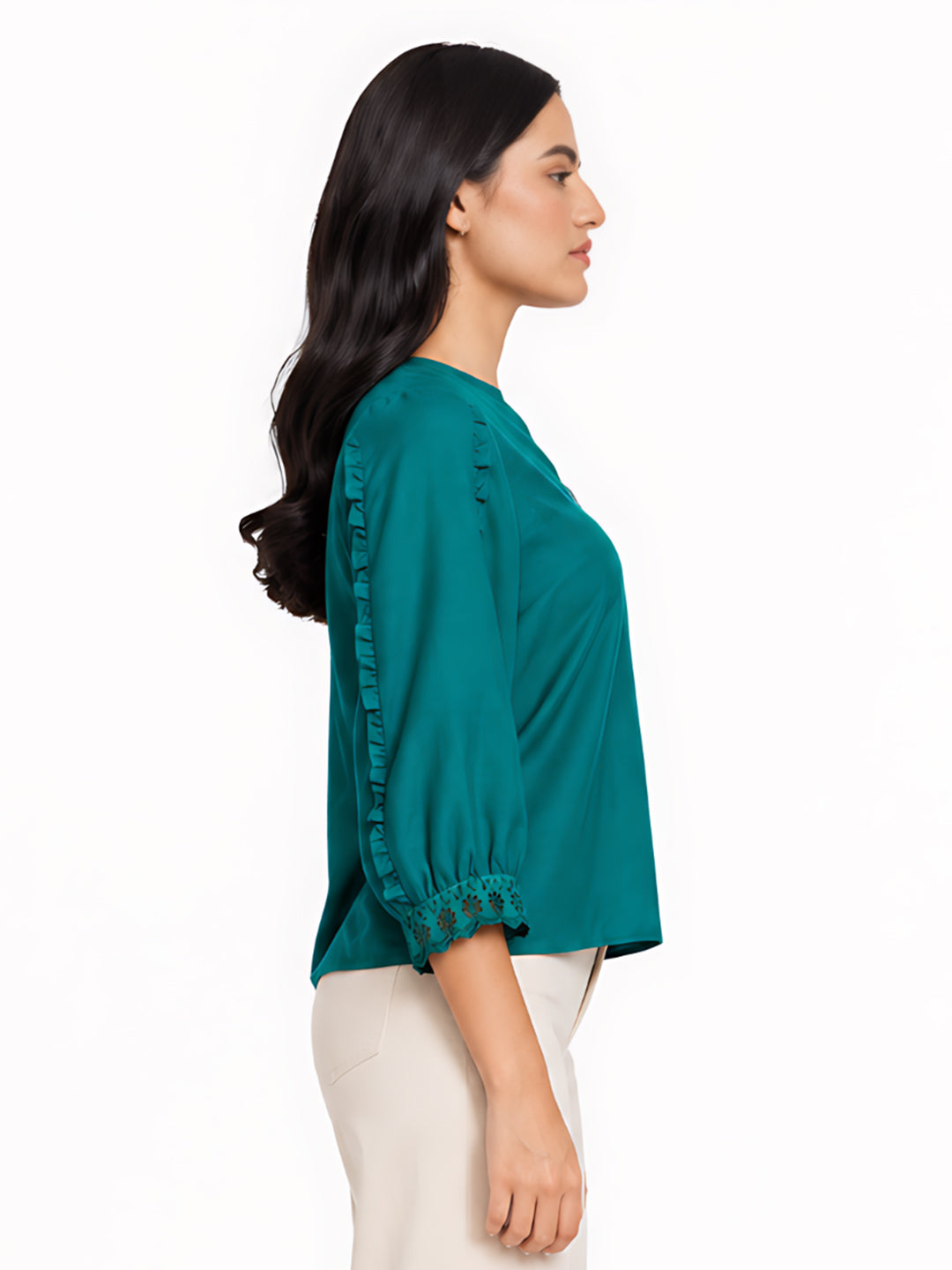 Dark Green Solid Regular Top