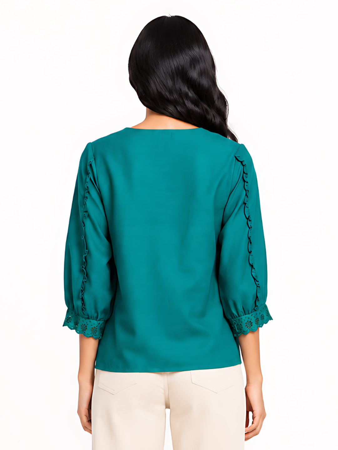 Dark Green Solid Regular Top