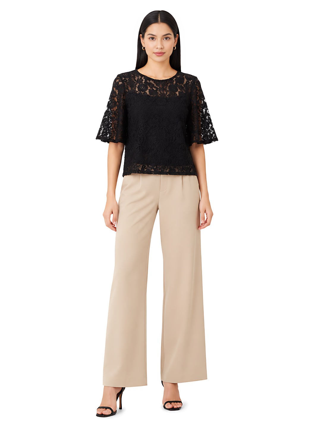 Black Self Designed Regular Top