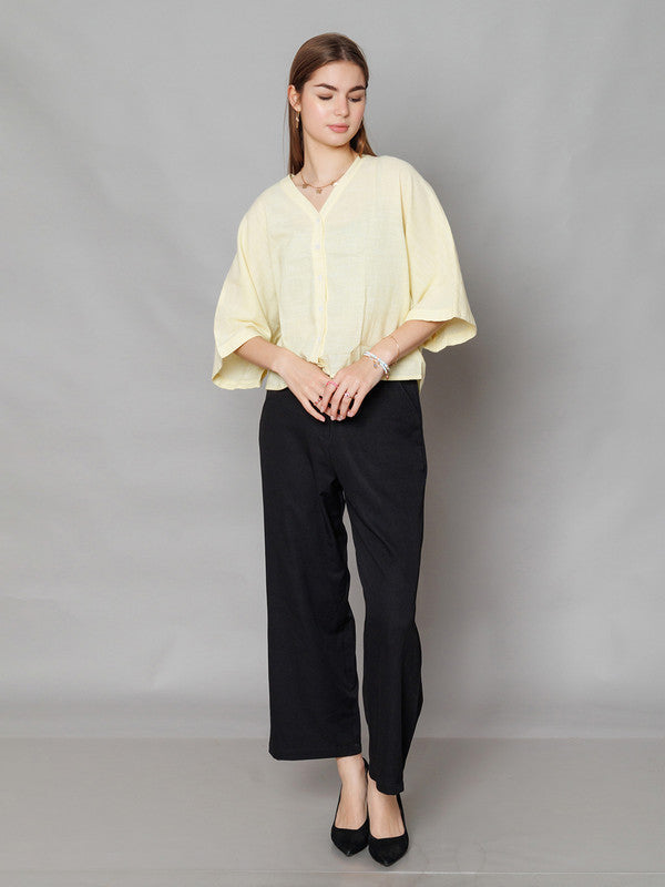 Yellow Solid Relaxed Fit Top-1