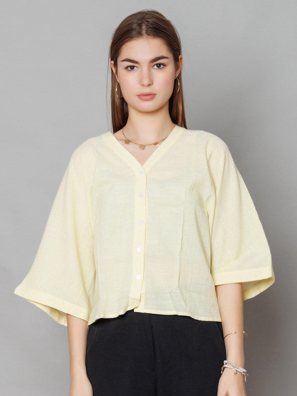 Yellow Solid Relaxed Fit Top-2