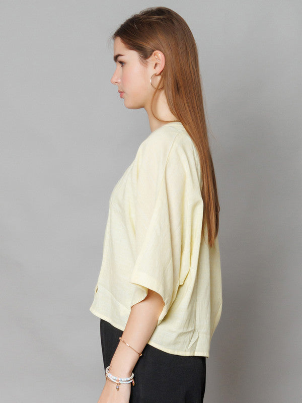 Yellow Solid Relaxed Fit Top-3