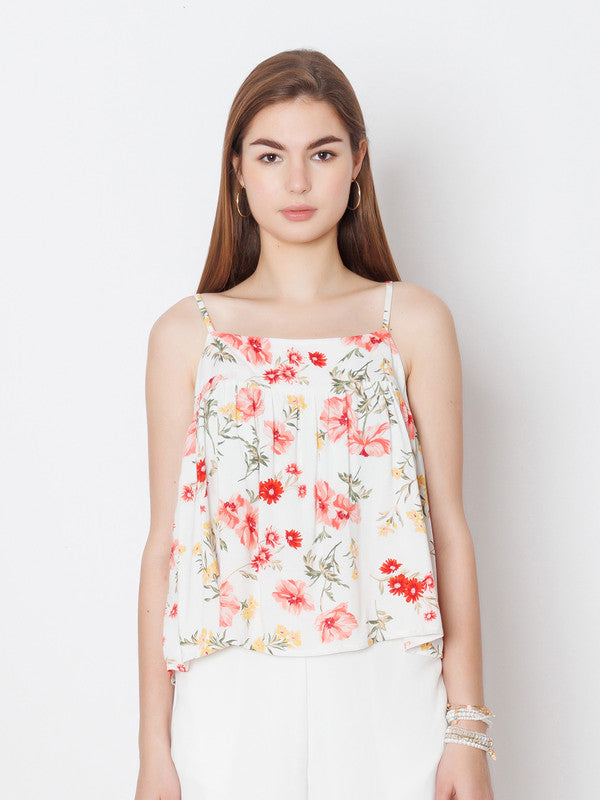 White Printed Relaxed Fit Top-2