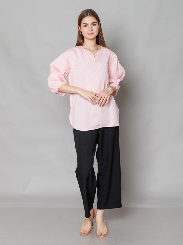 Pink Solid Relaxed Fit Top-1