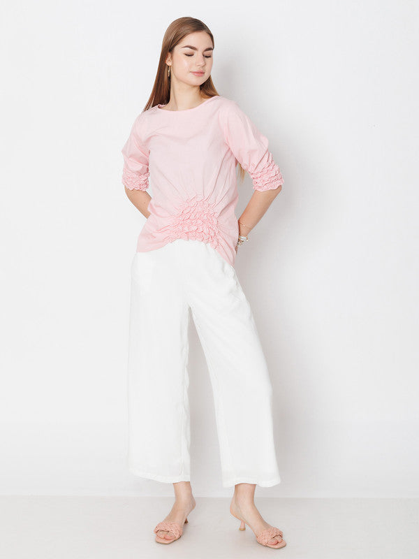 Pink Solid Regular Fit Top-1