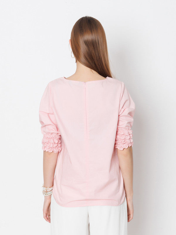 Pink Solid Regular Fit Top-4