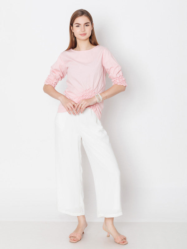 Pink Solid Regular Fit Top-5