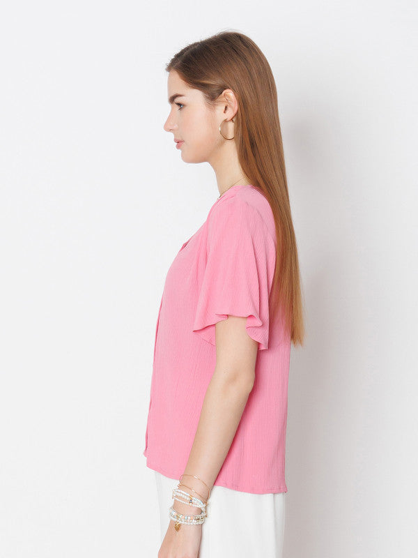 Pink Solid Regular Fit Top-3