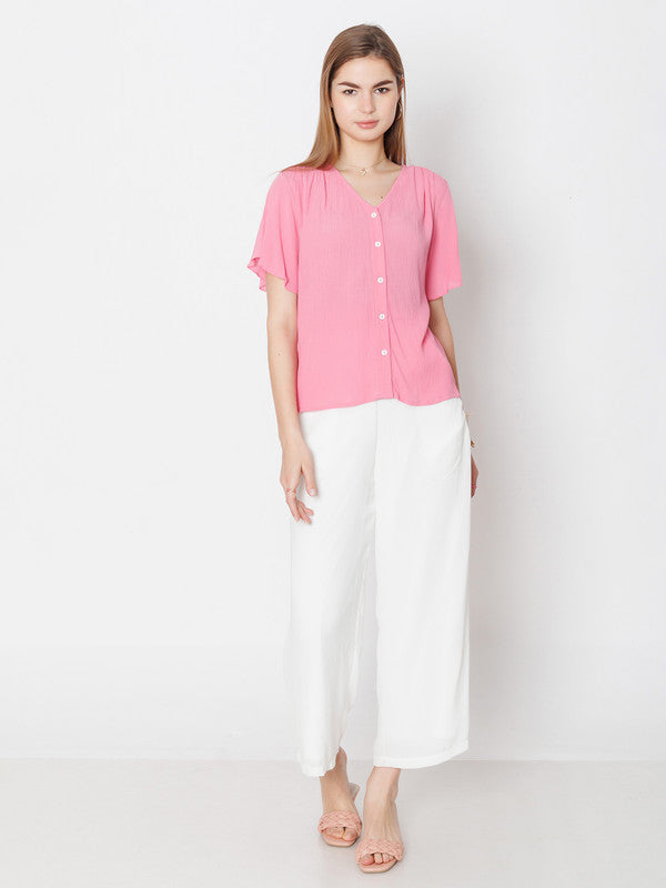 Pink Solid Regular Fit Top-5