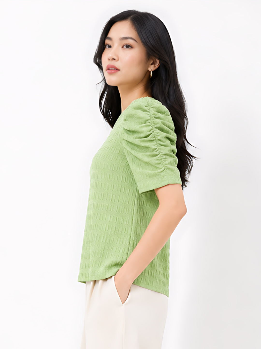 Green Solid Straight Top