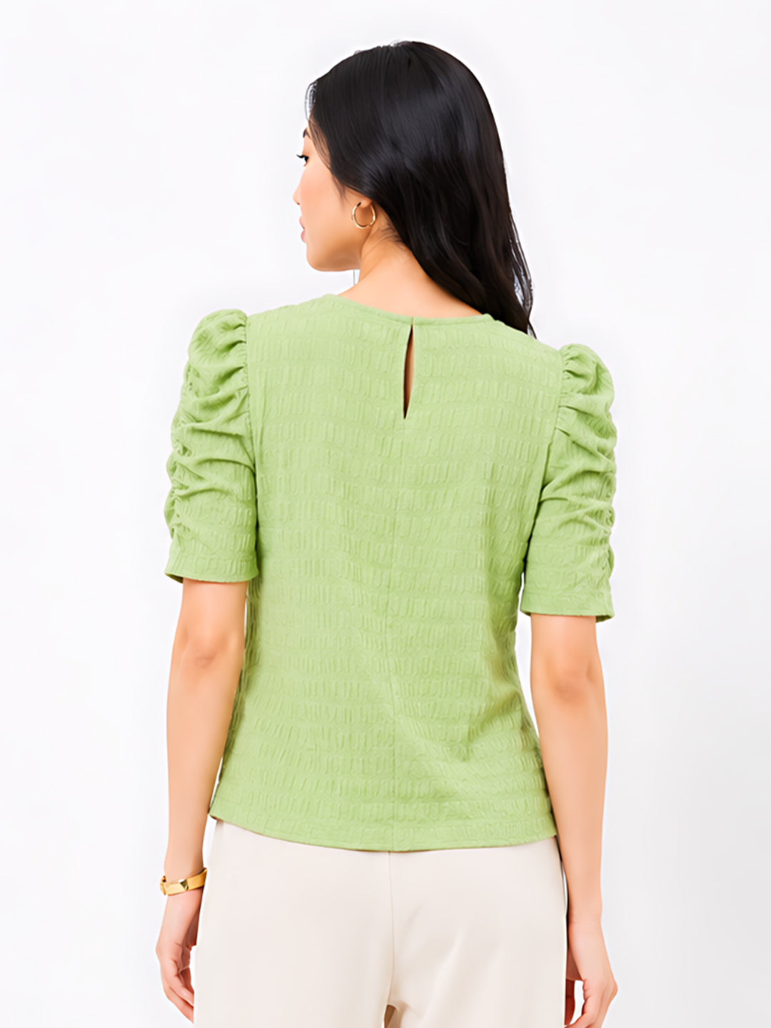 Green Solid Straight Top