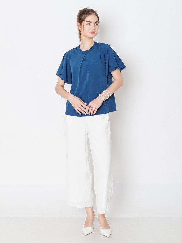 Navy Solid A-Line Top-1