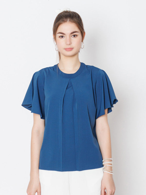 Navy Solid A-Line Top-2