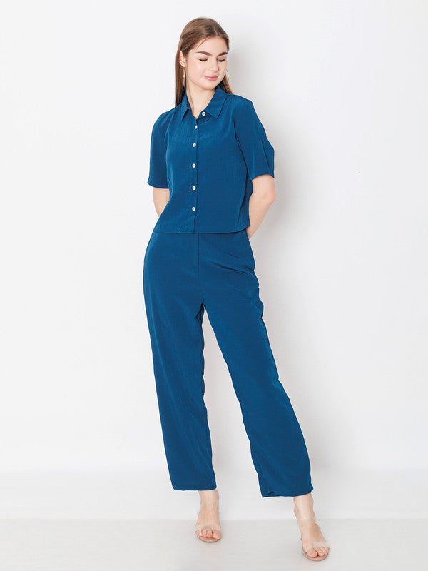 Blue Solid Basic Shirt-1