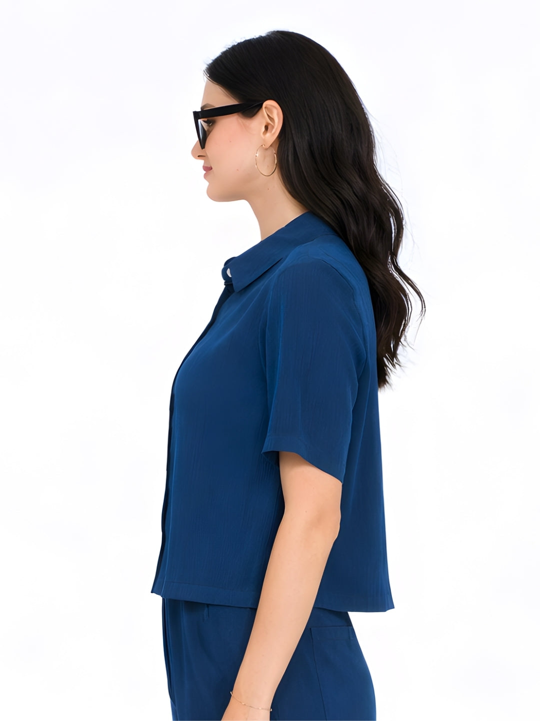 Blue Solid Basic Shirt