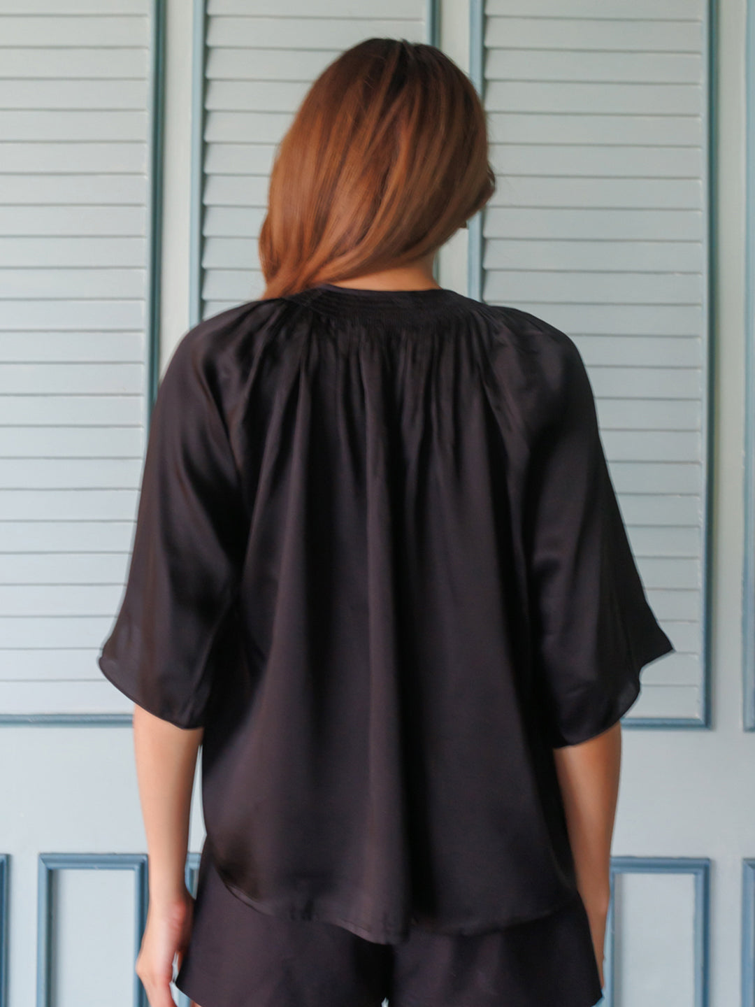 Black Solid Shirt-Style Top-4