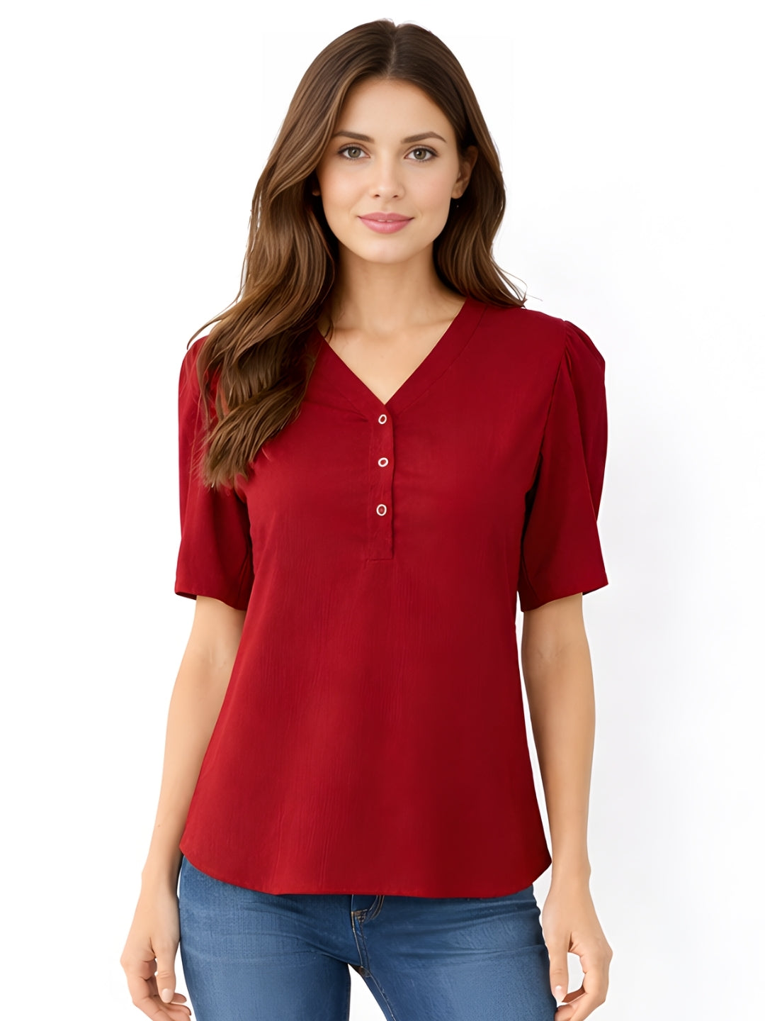 Red Textured Short Top