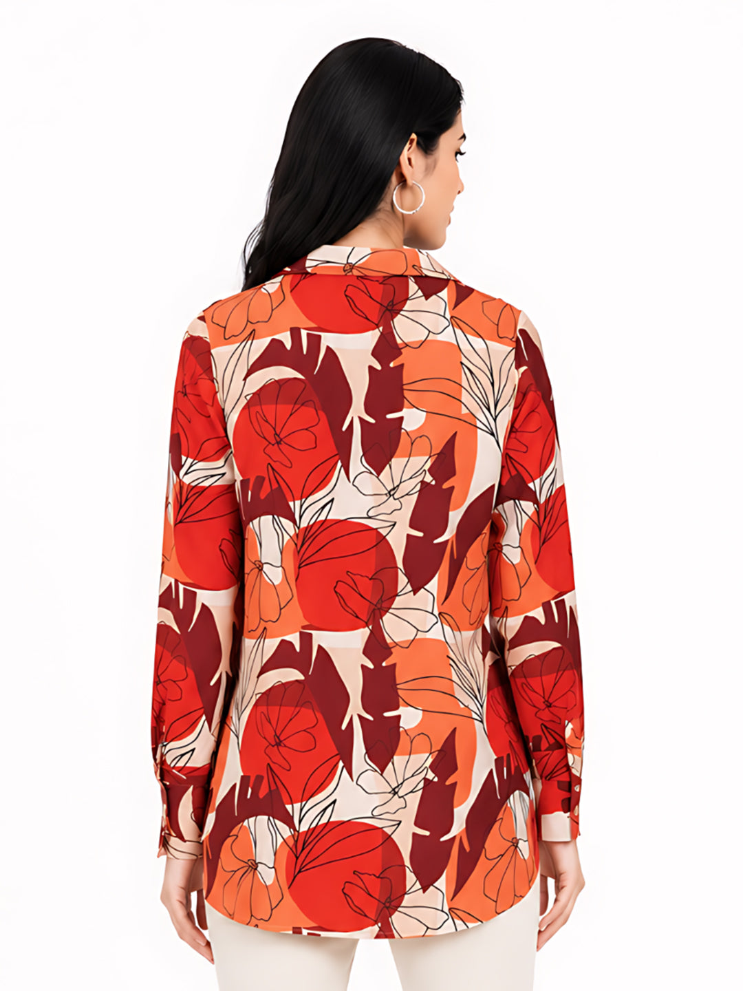 Off-White Floral Print Long Shirt