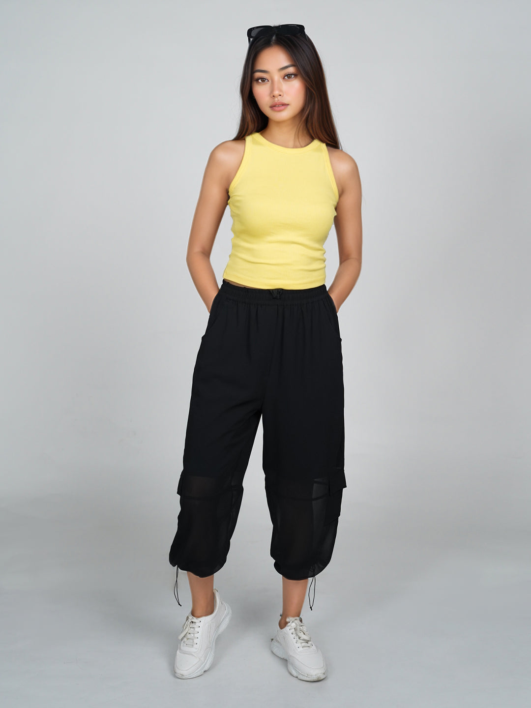 Yellow Solid Basic Crop Top