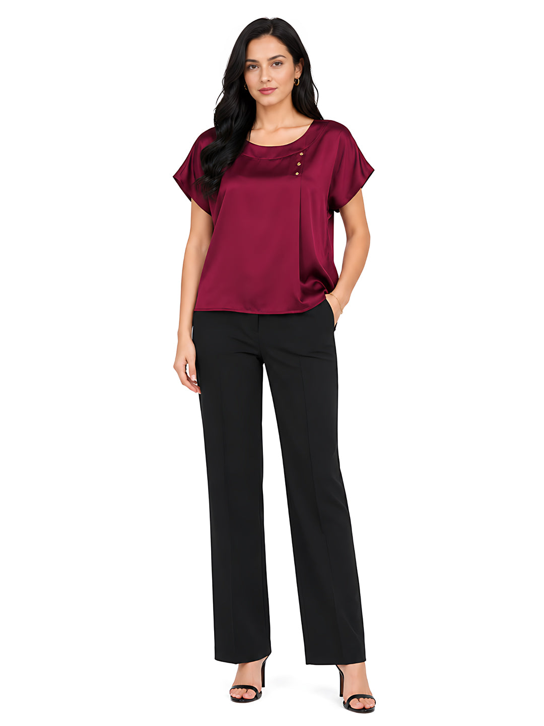 Maroon Solid Basic Top