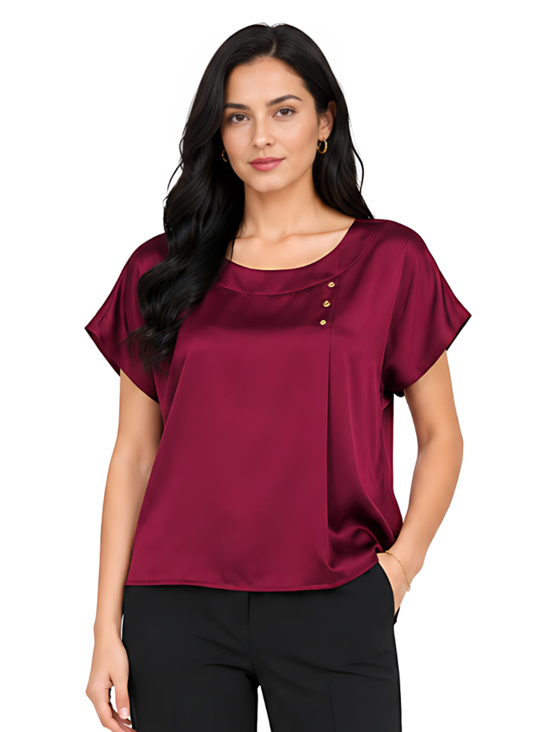 Maroon Solid Basic Top