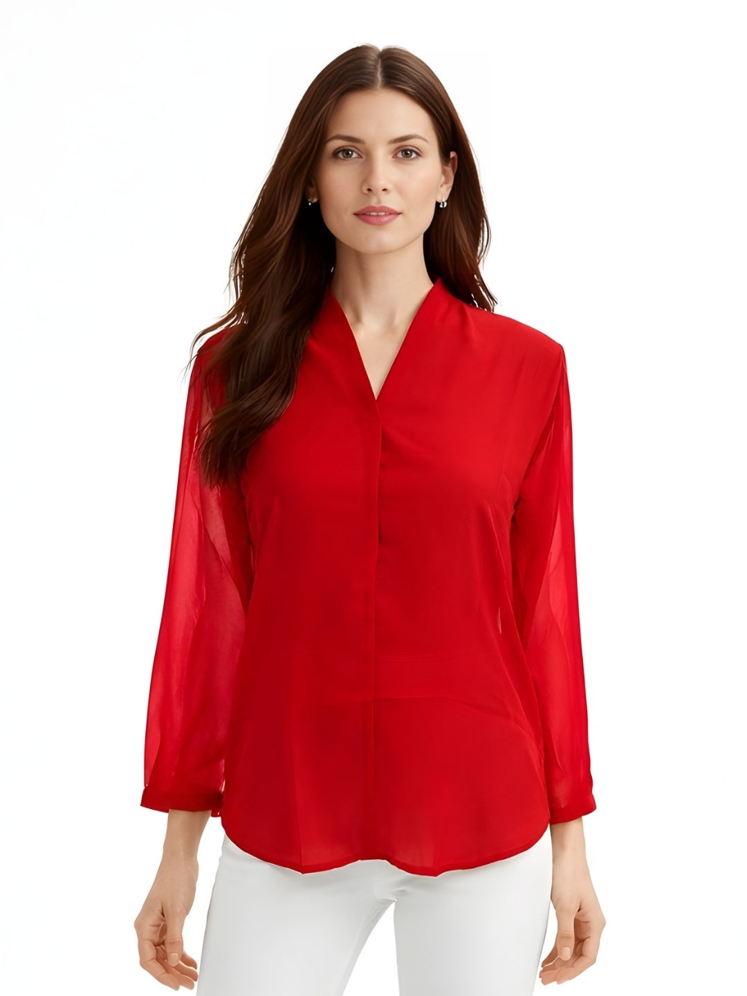 Red Plain Long Top