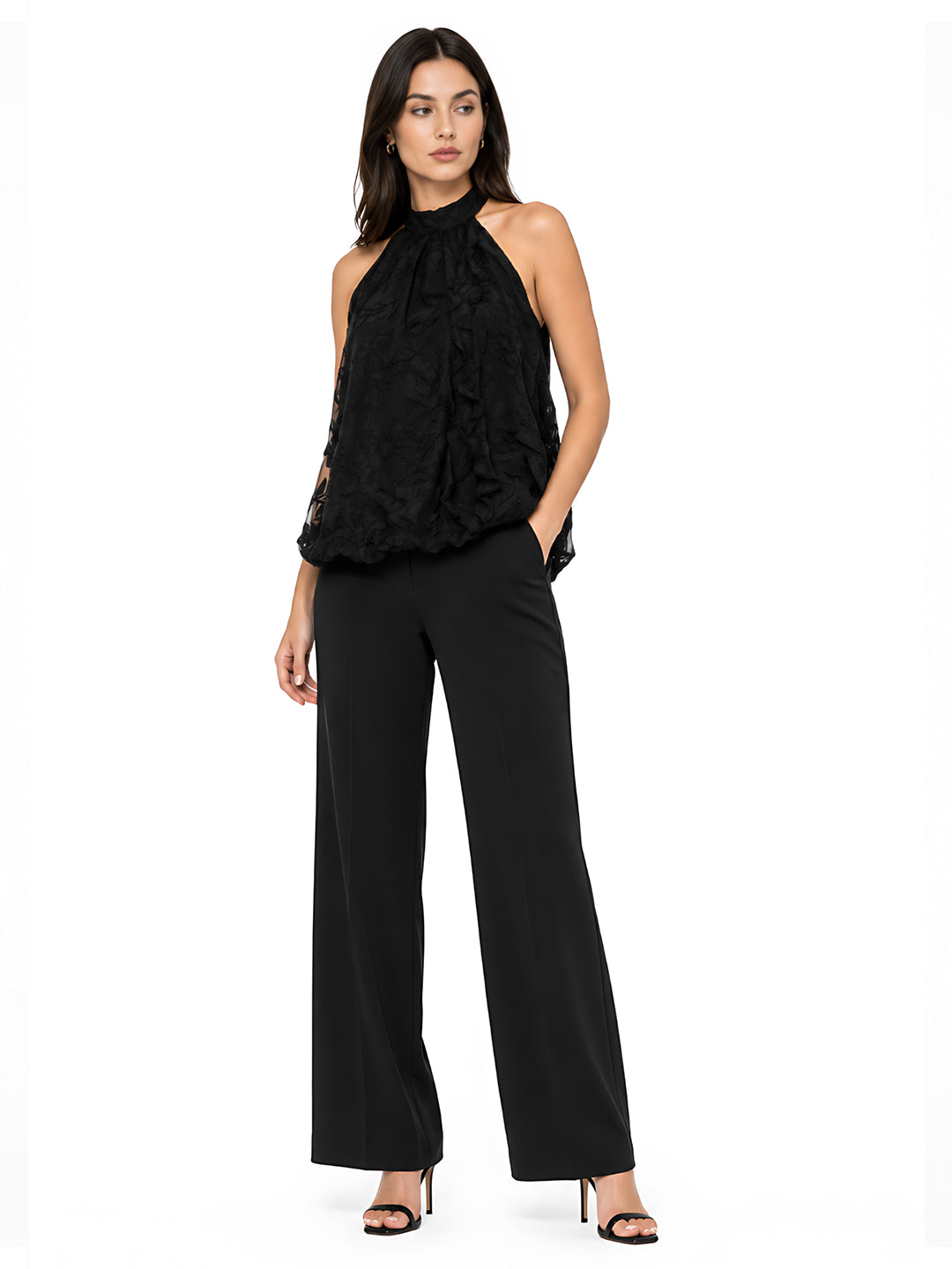 Black Textured Sleeveless Top